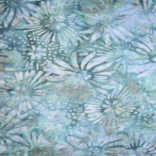 Feldman Batik Purple Turquoise Stamp Large Floral Cotton Fabric {1}