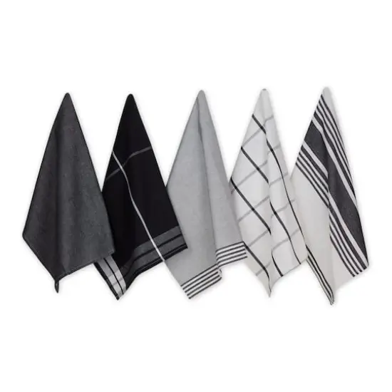 DII&reg; Classic Oversized Woven Dishtowels Set Black {1}
