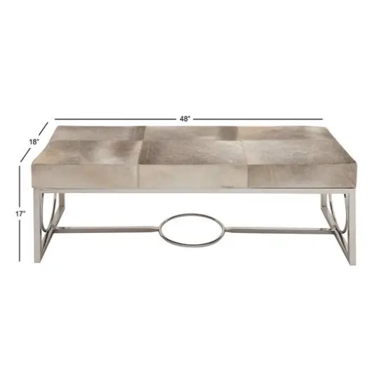 Silver Stainless Steel Contemporary Bench, 17' x 48" x 18" {9}
