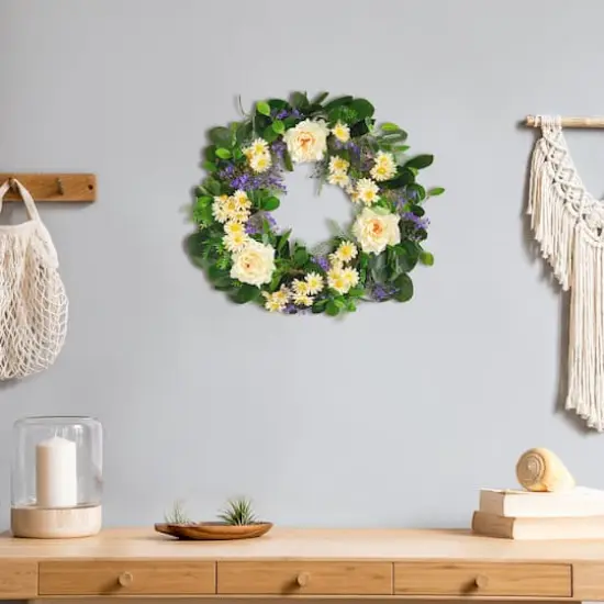 22" Mixed Rose & Daisy Wreath {4}