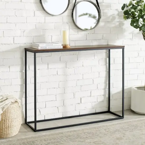 Walker Edison 42" Dark Walnut & Black Open Box Entry Table {4}