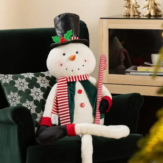 Glitzhome&reg; 60"H Christmas Oversized Fabric Snowman With Dangle Legs {4}