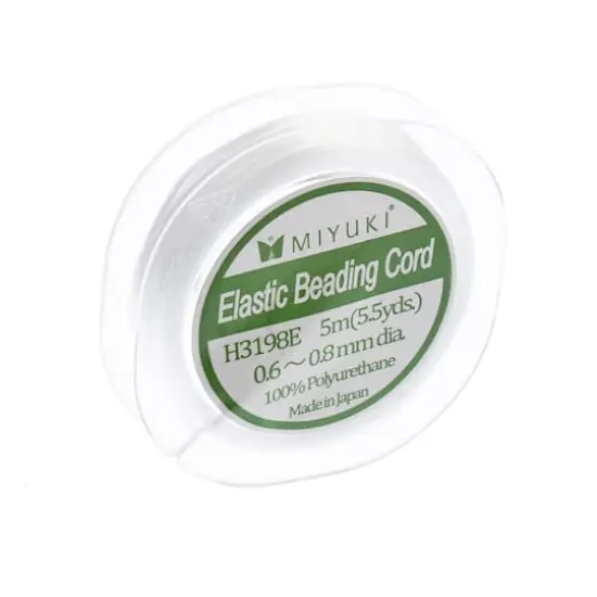 Miyuki&reg; 0.7mm White Elastic Beading Cord, 5.5yd. {1}