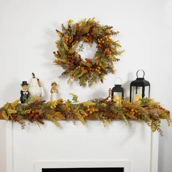 5ft. Real Touch&trade;️ Greenery & Berries Fall Harvest Garland {3}