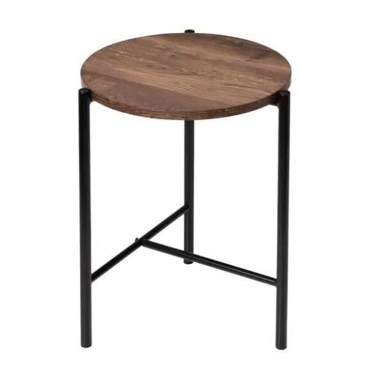 Honey Can Do Natural T-Pattern Base Round Side Table {4}