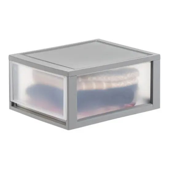 IRIS&reg; 29.5qt. Gray & Clear Stacking Storage Drawers, 2ct. {7}