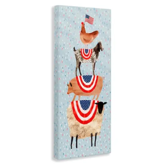 Stupell Industries Americana Stacked Farm Animals Watercolor Chicken Goat Pig and Sheep Canvas Wall Art {4}