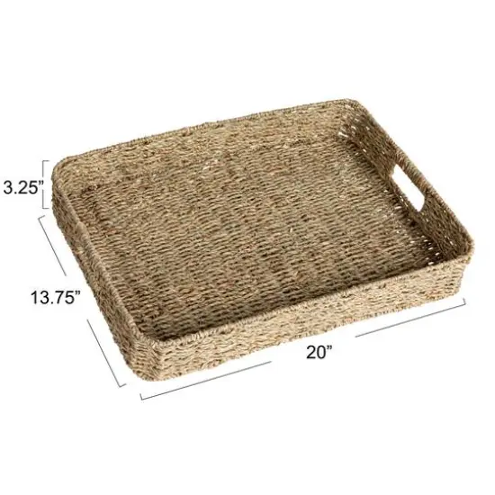 Hello Honey&reg; 20" x 14" Natural Hand-Woven Seagrass Tray with Handles {5}