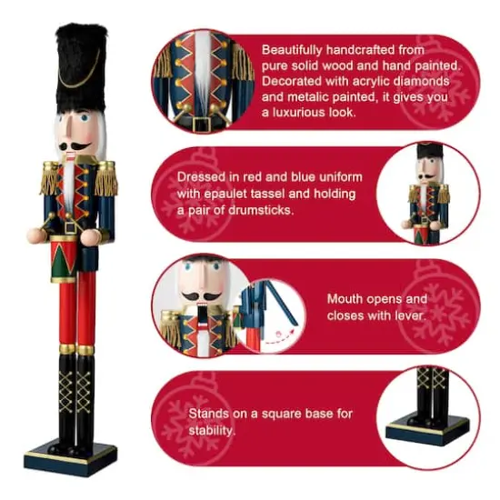 Glitzhome&reg; 3ft. Wooden Christmas Drummer Nutcracker {5}