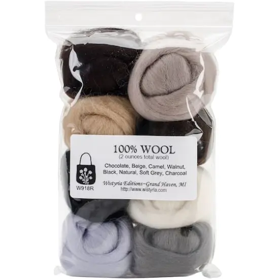 Wistyria Editions Neutrals Wool Roving Rolls, 2oz. {1}