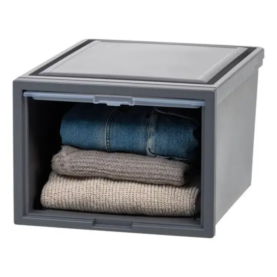 Iris&reg; Gray Deep Box Chest With Sliding Door, 3 Pack {4}