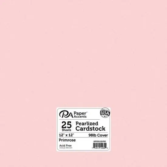 PA Paper&trade; Accents Primrose 12" x 12" 98lb. Pearlized Cardstock Paper, 25 Sheets {1}