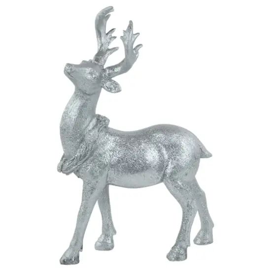 10.75" Silver Reindeer Glittered Christmas Tabletop Decoration {1}