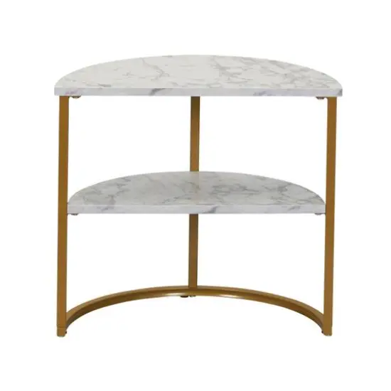 Household Essentials 18" 2-Tier Half Moon End Table White {8}
