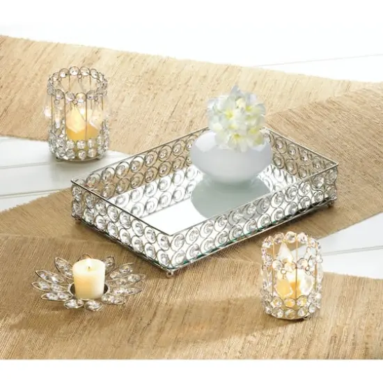 13" Shimmer Rectangular Jeweled Tray {3}