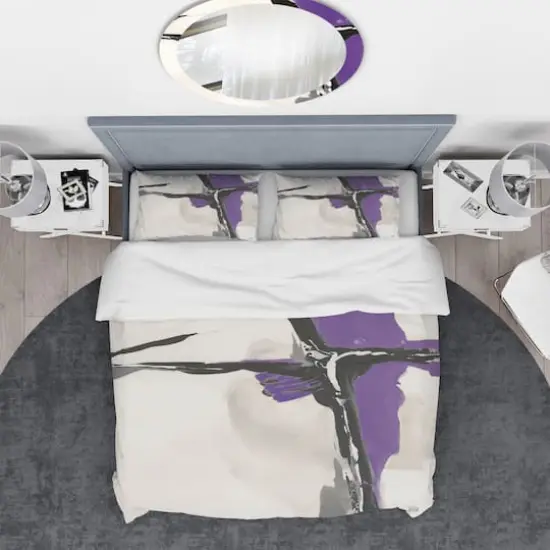 Designart 'Glam Cerulean I' Geometric Bedding Set - Duvet Cover & Shams {5}