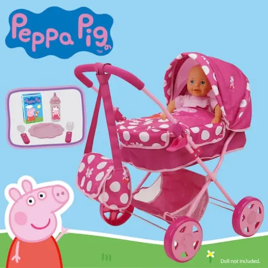 509 Crew Peppa Pig&trade; Pink and White Dots Baby Classic Doll Pram Set {5}