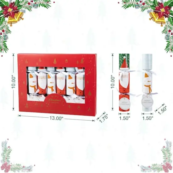 Glitzhome&reg; 10" Christmas Santa & Snowman Party Cracker with Gift Contents, 8ct. {9}