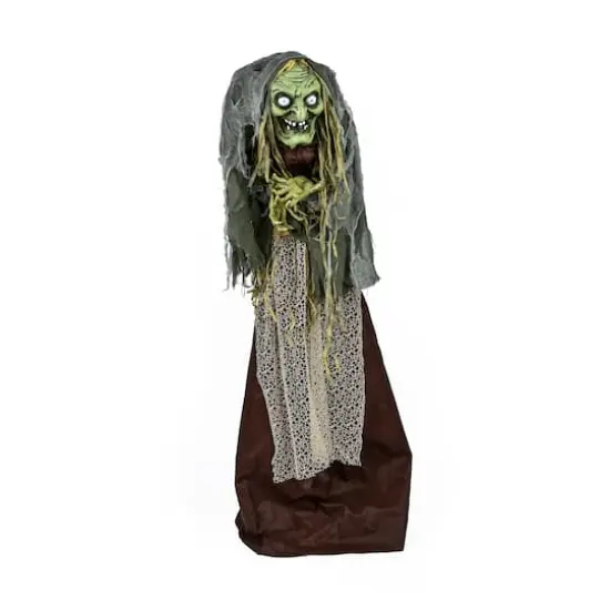 59" Halloween Sound Activated Animated Green Witch {1}