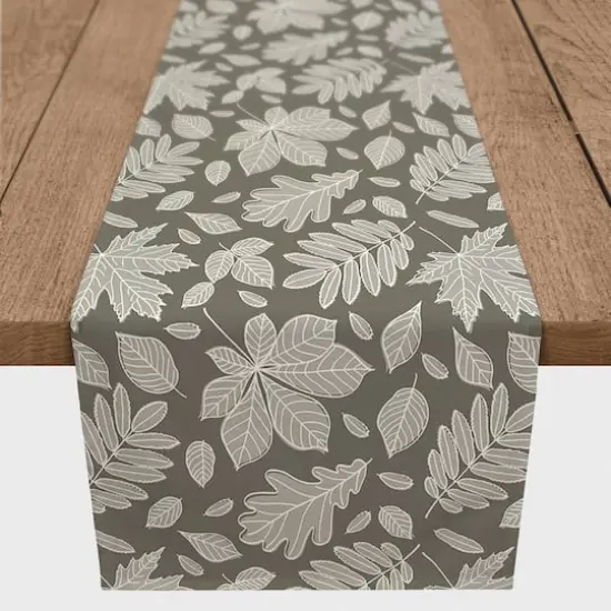 90" Gray Leaf Pattern Table Runner {4}