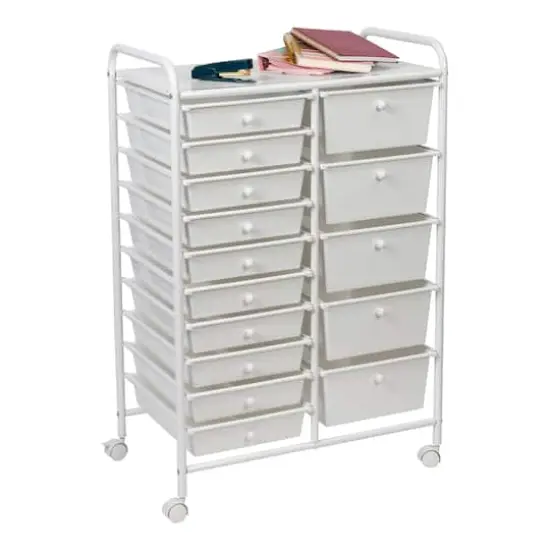 Honey Can Do White 15-Drawer Metal Rolling Storage Cart {7}