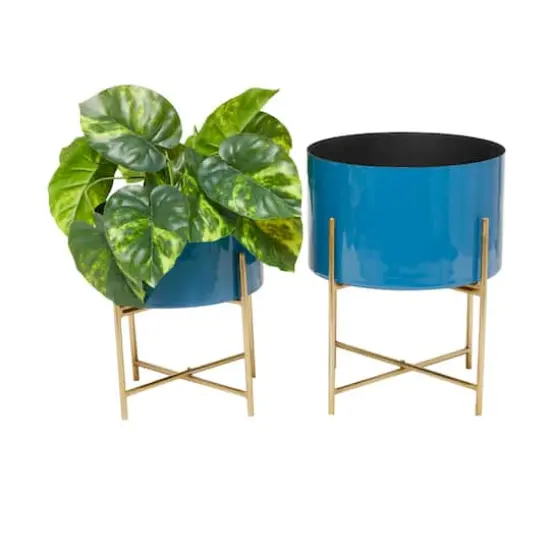 Blue Modern Planter, Set of 2" 15", 12" {1}