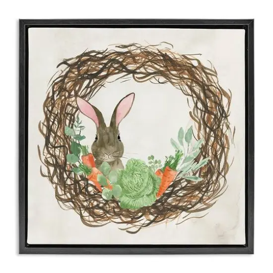 Stupell Industries Spring Easter Wreath Floater Framed Art Black {1}
