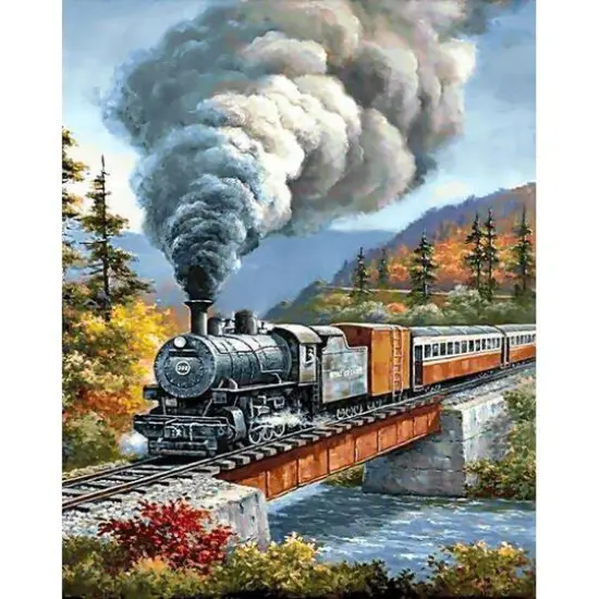 Wizardi Train Crossing Diamond Painting Kit {3}