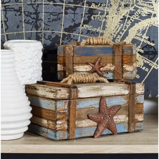 Brown Wood Coastal with Starfish Box Set {8}
