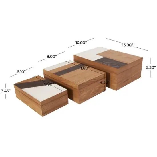 Brown & Cream Wooden Geometric Box Set {10}