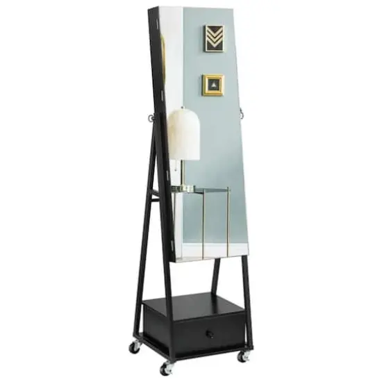 NEX&trade; 5ft. Black Jewelry Armoire on Casters with Chest Drawer {1}