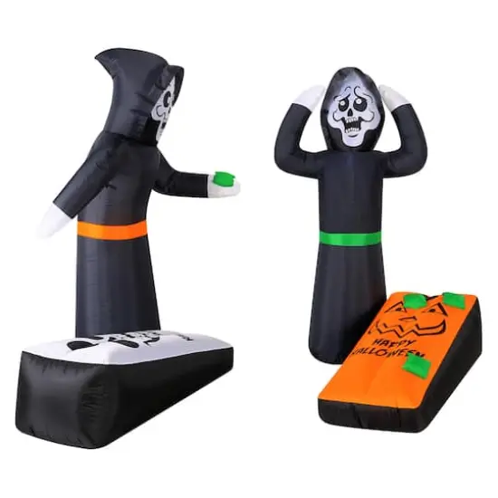 5ft. Inflatable Halloween Light Up Reapers Playing Corn Hole {3}