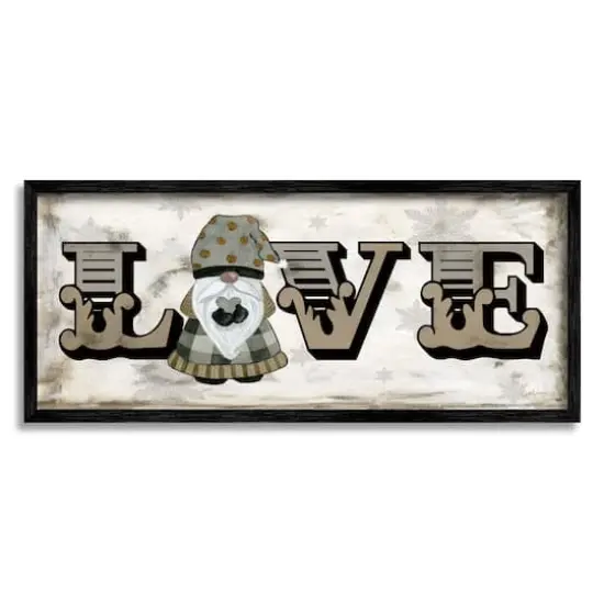 Stupell Industries Holiday Patterned Love Gnome Framed Giclee Art Black {1}