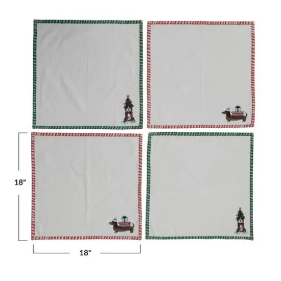 Hello Honey&reg; 18" Embroidered Dog Cotton Printed Napkin Set {5}