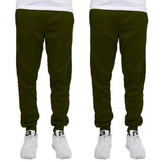 Galaxy by Harvic Men's Fleece-Lined Jogger Sweatpants 2 Pack Olive/Olive {1}