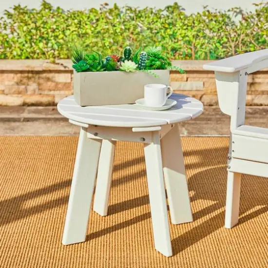 Glitzhome&reg; 20" Outdoor Patio Round Side Table White {3}
