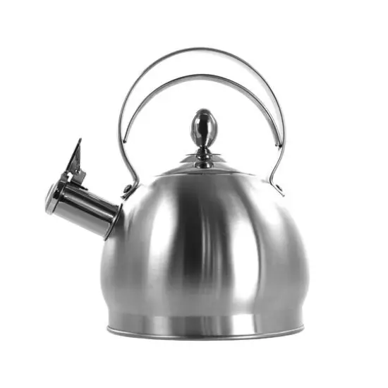 MegaChef 2.8 Liter Brushed Silver Round Stovetop Whistling Kettle {1}