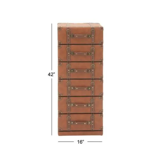 42" Tan Faux Leather Traditional Chest {6}