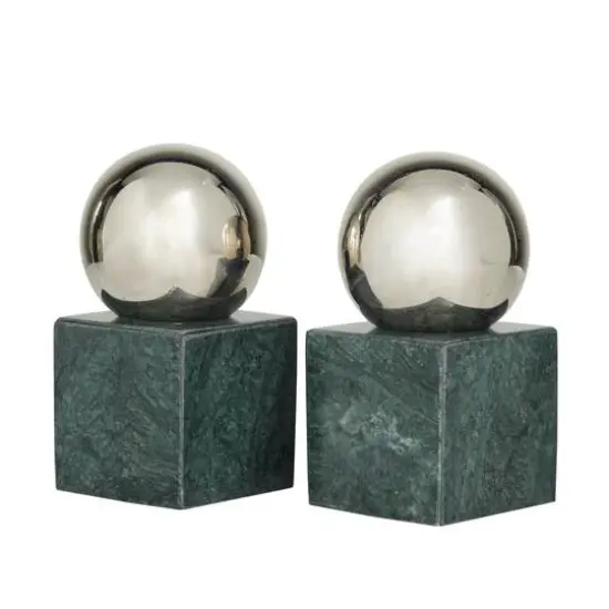 CosmoLiving by Cosmopolitan 7" Marble Orb Bookend Set Silver/Gray {1}