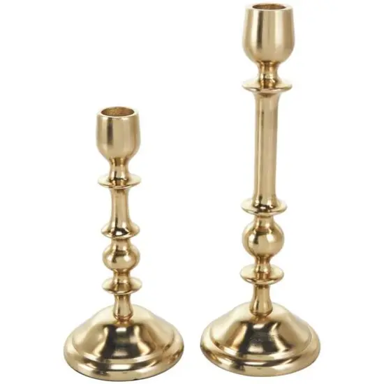 Gold Aluminum Metal Candle Holder Set {3}