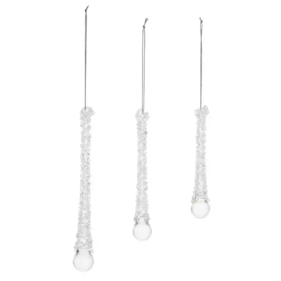 Clear Beaded Glass Icicle Drop Ornaments Set {8}