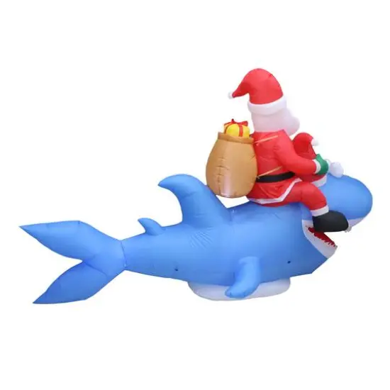9ft. Inflatable Christmas Santa Riding Shark {5}