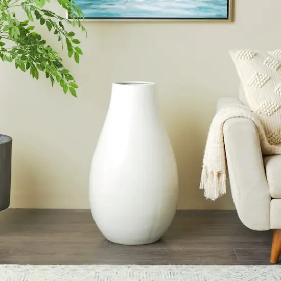 27.5" Ceramic Minimalistic Floor Vase White {3}