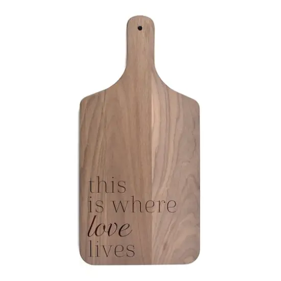 17" Where Love Lives Walnut Paddle Cutting Board {1}