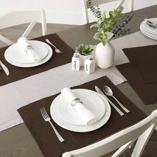 DII&reg; Ribbed Cotton Placemats, 6ct. Dark Brown {4}
