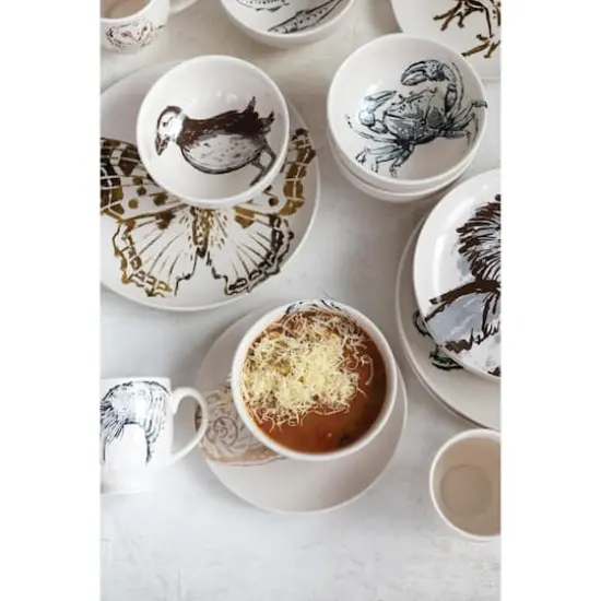 Hello Honey&reg; 6" Sea Animal Designs Stoneware Cereal Bowl Dinnerware Set {3}