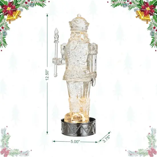 Glitzhome&reg; 12.5" Lighted Acrylic Crystal Nutcracker Figurine Waterglobe {9}