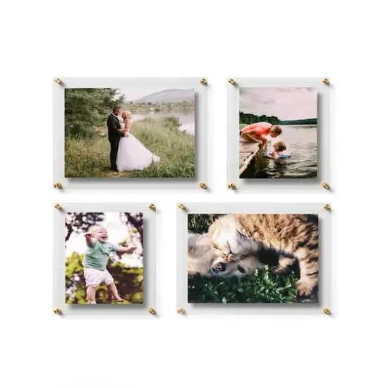 Wexel Art Gallery Wall Double Panel Acrylic Floating Frames Set of 4 Gold {1}