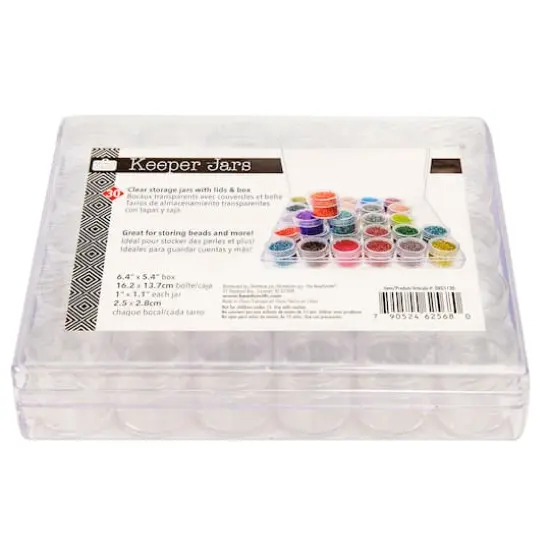 The Beadsmith&reg; 6.5'' x 5.5'' x 1'' Clear Storage Box with Jars {4}