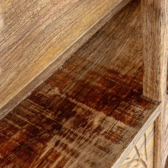 Hello Honey&reg; 20" Carved Natural Mango Wood Shelf {10}